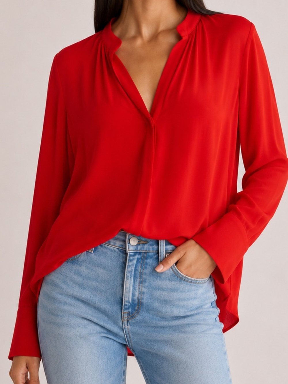 Zadig & Voltaire Tink Red 100% Viscose Blouse Long Sleeve Top M